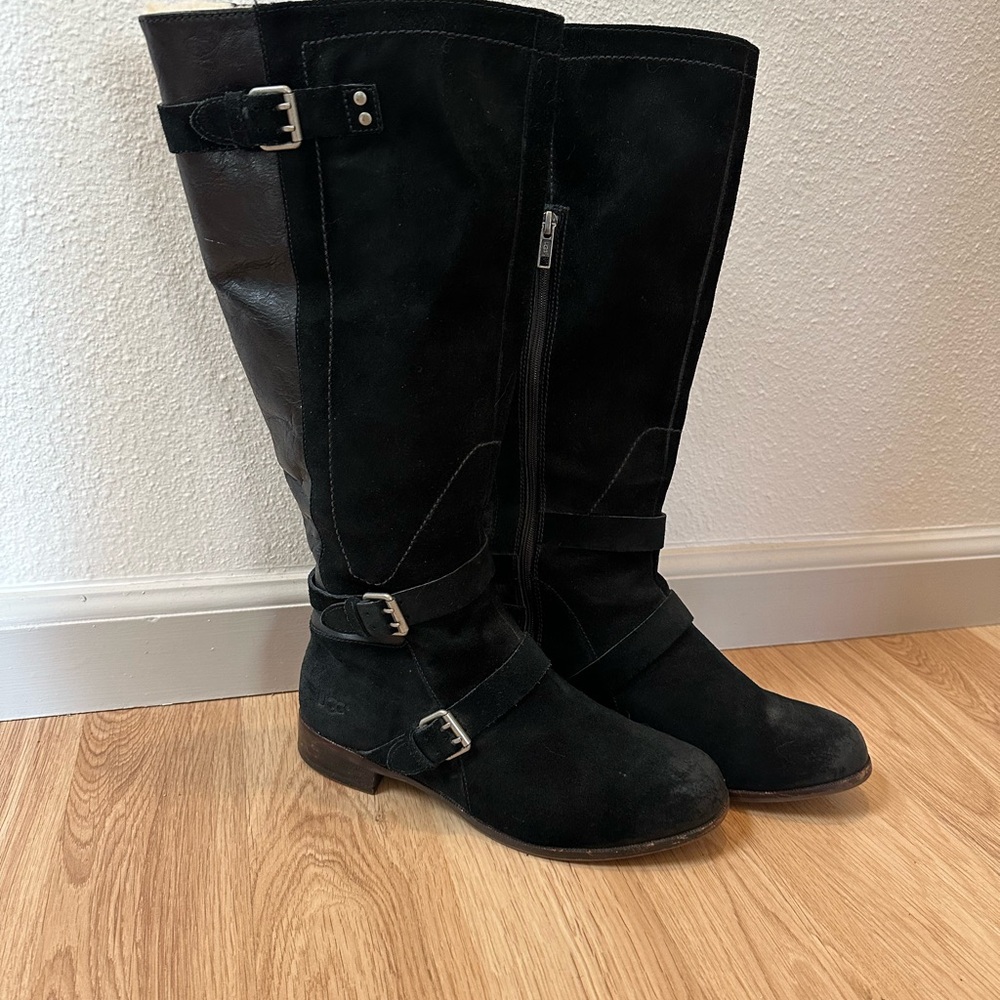 Ugg Leather Women's Black Knee-High Boots